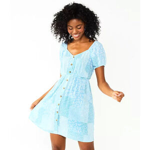 Patchwork Print Babydoll DRESS Juniors Plus XX-Large Size 19 Smocked BoHo NEW